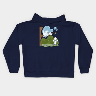A Cute Cat Is Staring At A Sleeping Little Dragon Kids Hoodie